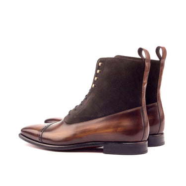 DapperFam Vittorio in Dark Brown / Brown Men's Lux Suede & Hand-Painted Patina Balmoral Boot in #color_