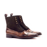 DapperFam Vittorio in Dark Brown / Brown Men's Lux Suede & Hand-Painted Patina Balmoral Boot in Dark Brown / Brown #color_ Dark Brown / Brown
