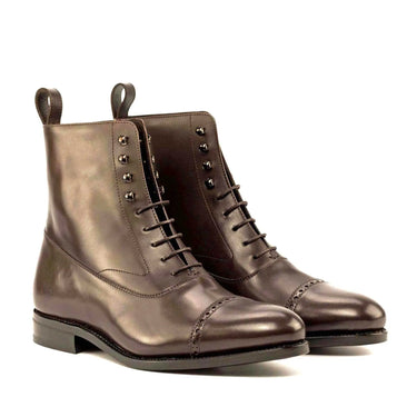 DapperFam Vittorio in Dark Brown Men's Italian Leather Balmoral Boot in Dark Brown #color_ Dark Brown