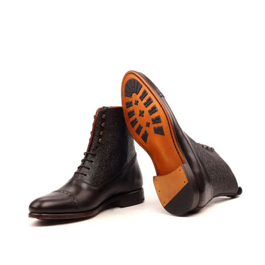 DapperFam Vittorio in Dark Brown Men's Italian Leather & Italian Pebble Grain Leather Balmoral Boot in