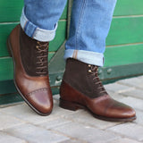 DapperFam Vittorio in Dark Brown Men's Lux Suede & Italian Leather Balmoral Boot