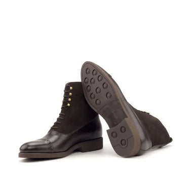 DapperFam Vittorio in Dark Brown Men's Lux Suede & Italian Pebble Grain Leather Balmoral Boot in #color_