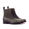DapperFam Vittorio in Grey Men's Lux Suede & Italian Full Grain Leather Balmoral Boot in Grey #color_ Grey