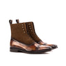DapperFam Vittorio in Med Brown / Fire Men's Lux Suede & Hand-Painted Patina Balmoral Boot in Med Brown / Fire