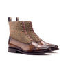 DapperFam Vittorio in Tweed / Brown Men's Sartorial & Hand-Painted Patina Balmoral Boot in Tweed / Brown #color_ Tweed / Brown