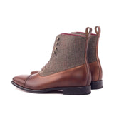 DapperFam Vittorio in Tweed / Med Brown / Dark Brown Men's Sartorial & Italian Leather Balmoral Boot