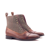 DapperFam Vittorio in Tweed / Med Brown / Dark Brown Men's Sartorial & Italian Leather Balmoral Boot in Tweed / Med Brown / Dark Brown