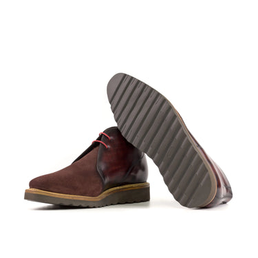 DapperFam Vivace in Burgundy / Burgundy Camo Men's Lux Suede & Hand-Painted Patina Chukka in