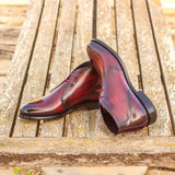 DapperFam Vivace in Burgundy Men's Hand-Painted Patina Chukka