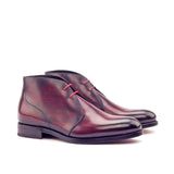 DapperFam Vivace in Burgundy Men's Hand-Painted Patina Chukka — Style 3038