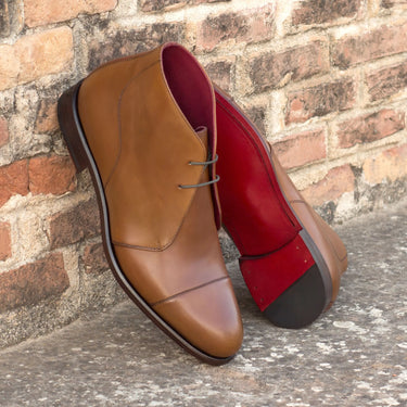 DapperFam Vivace in Cognac / Med Brown Men's Italian Leather Chukka in #color_