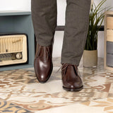 DapperFam Vivace in Dark Brown Men's Italian Leather Chukka
