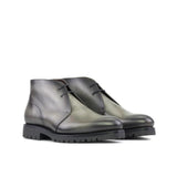 DapperFam Vivace in Grey / Green Men's Italian Leather Chukka in Grey / Green