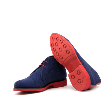 DapperFam Vivace in Jeans / Navy / Red Men's Sartorial & Italian Suede & Italian Full Grain Leather Chukka in #color_