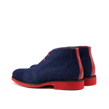DapperFam Vivace in Jeans / Navy / Red Men's Sartorial & Italian Suede & Italian Full Grain Leather Chukka in #color_