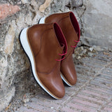 DapperFam Vivace in Med Brown Men's Italian Leather Chukka