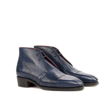 DapperFam Vivace in Navy / Red Men's Exotic Python Chukka in Navy / Red