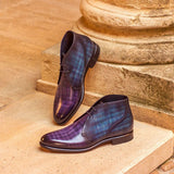 DapperFam Vivace in Purple / Denim Men's Hand-Painted Patina Chukka