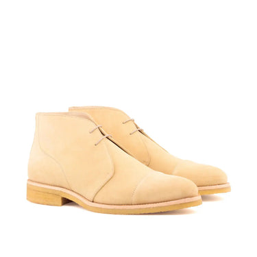 DapperFam Vivace in Sand Men's Lux Suede Chukka in Sand #color_ Sand