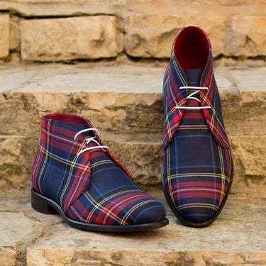 DapperFam Vivace in Tartan / Ivory Men's Sartorial & Italian Suede Chukka in Tartan / Ivory