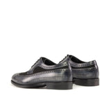 DapperFam Zephyr in Black / Grey Men's Italian Suede & Hand-Painted Patina Longwing Blucher