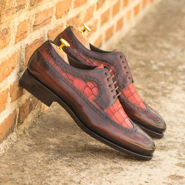 DapperFam Zephyr in Burgundy / Red Men's Hand-Painted Patina Longwing Blucher in #color_