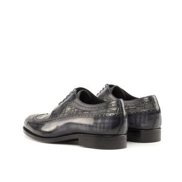 DapperFam Zephyr in Grey Men's Hand-Painted Patina Longwing Blucher in #color_