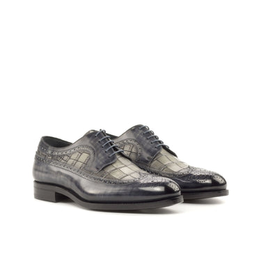 DapperFam Zephyr in Grey Men's Hand-Painted Patina Longwing Blucher in Grey #color_ Grey
