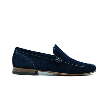 Giovacchini Diego in Navy Blue Suede Slip-on Moccasins in #color_