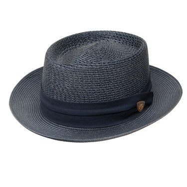 Dobbs Bishop Vented Milan Straw Pork Pie in Navy