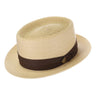 Dobbs Bishop Vented Milan Straw Pork Pie in Sand / Brown