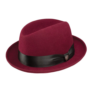 Dobbs Boulevard Center Dent Wool Felt Homburg in Burgundy