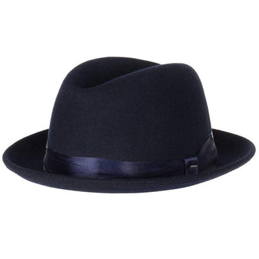Dobbs Boulevard Center Dent Wool Felt Homburg in Navy