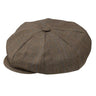 Dobbs Chap Wool Flat Cap in Dark Brown Herringbone #color_ Dark Brown Herringbone