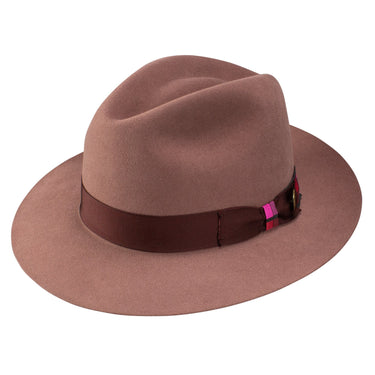 Dobbs Cubed Wool Felt Fedora in Mauve