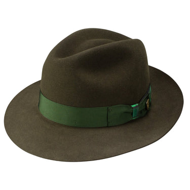Dobbs Cubed Wool Felt Fedora in Sage