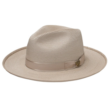 Dobbs Esquire B (Straw) Wide Brim Pinch Front Straw Fedora in Beige