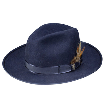 Dobbs Esquire B (Wool) Wool Pinch Front Fedora in Navy