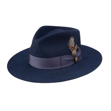 Dobbs Estate (Wool) Wide Brim Wool Felt Fedora in Navy