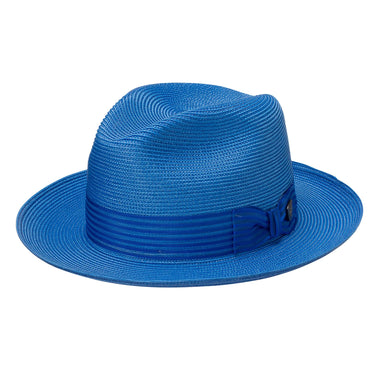 Dobbs Harrod Florentine Milan Straw Fedora Hat in Royal #color_ Royal