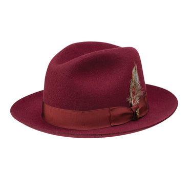 Dobbs Holloway Wool Felt Pinch Front Fedora in Ox Blood