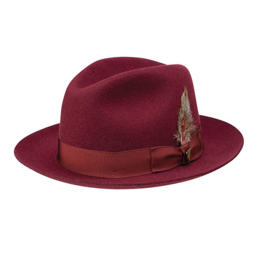 Dobbs Holloway Wool Felt Pinch Front Fedora in Ox Blood #color_ Ox Blood