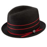 Dobbs Horatio Two-Tone Center Dent Fedora in Red / Black #color_ Red / Black