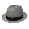 Dobbs Madison Vented Center Dent Milan Straw Fedora in Grey #color_ Grey