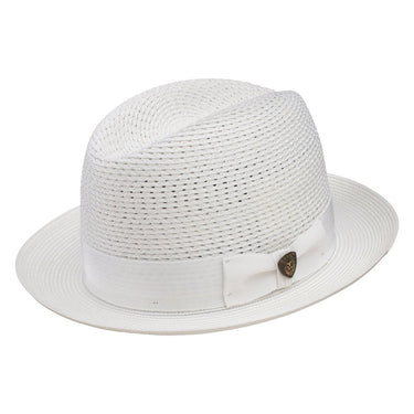 Dobbs Madison Vented Center Dent Milan Straw Fedora in White