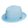 Dobbs Parker Center Dent Milan Straw Fedora in Baby Blue #color_ Baby Blue
