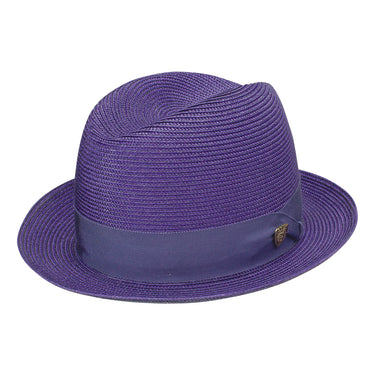 Dobbs Parker Center Dent Milan Straw Fedora in Purple