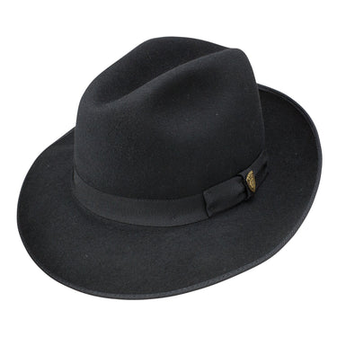 Dobbs Regalis B Center Dent Wool Felt Fedora in Black