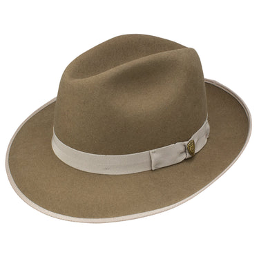 Dobbs Regalis B Center Dent Wool Felt Fedora in Camel