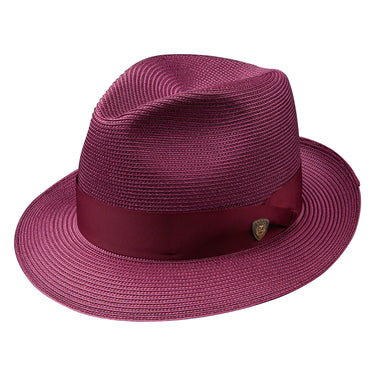 Dobbs Rosebud Milan Straw Fedora in Burgundy